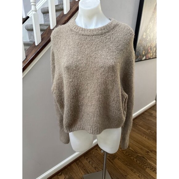 Zara Alpaca Wool Blend Mink Taupe Crop Sweater - Picture 1 of 3